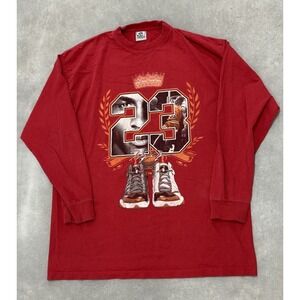 Michael Jordan #23 Graphic Long Sleeve Tee Red NBA Basketball Mens 3XL